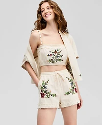 And Now This Women's Floral Embroidered Crop Top, Macy's Exclusive
