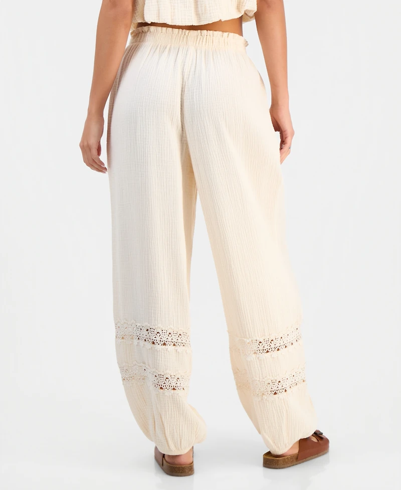 And Now This Women's Cotton Crochet-Trim Jogger Pants, Macy's Exclusive