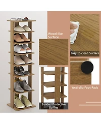 Sugift 7-Tiers Vertical Wooden Space Saving Shoe Rack for Front Door