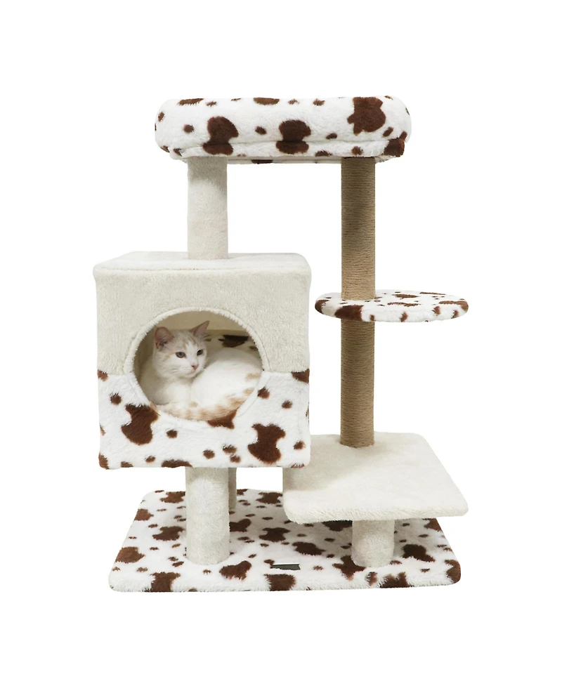 Cozito Cat Tree 30 inch Modern with Wide Perch and 2-Door Condo