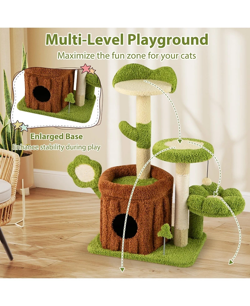 Cozito Cat Tree 36 in Cute Jungle Activity Center with Condo