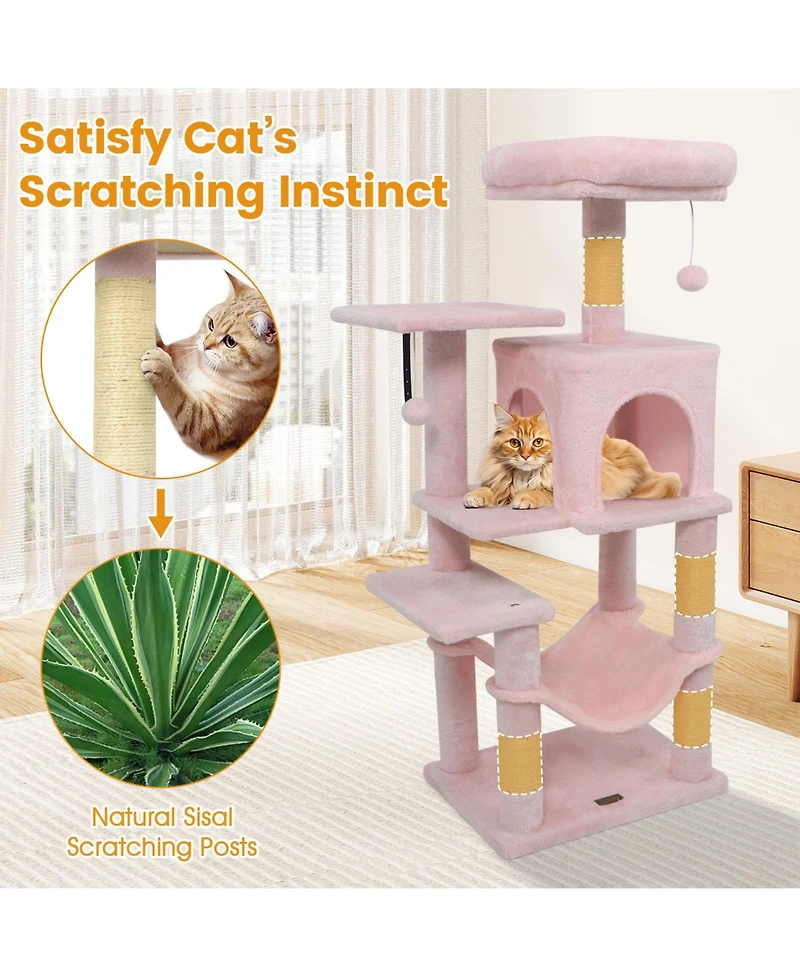 Cozito Cat Tower 44 in Multi-Level with 2-Door Condo and Top Perch