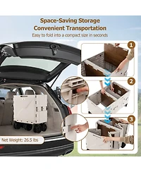 Sugift Large Foldable Utility Cart with 2-Tier Storage Crates and Telescoping Handle
