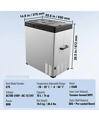 Mecale 70 Liter Portable Car Refrigerator 12V Single Zone for Camping Rv