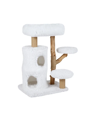 Cozito Cat Tree 30.5 in Modern with Real Wood Branches and Condo