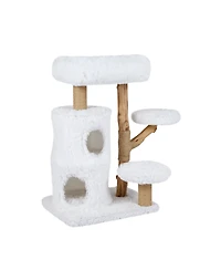 Cozito Cat Tree 30.5 in Modern with Real Wood Branches and Condo