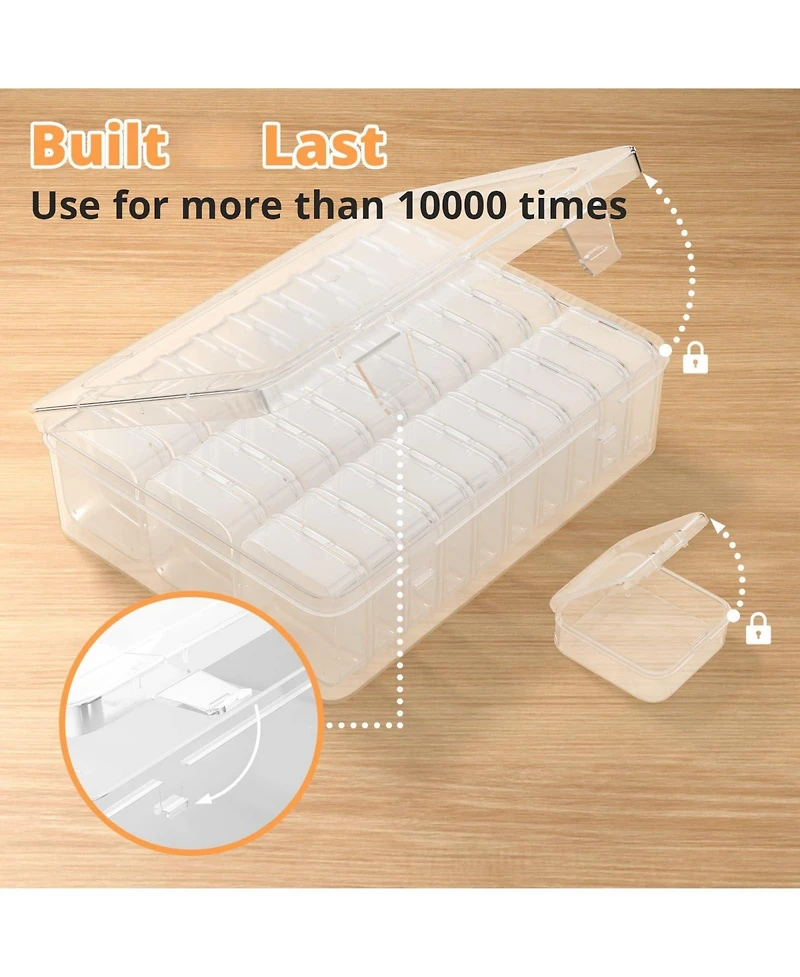 Gnuadz 31pcs Bead Organizer Box Plastic Storage Cases Mini Clear Containers Hinged Lid Rectangle Diy Craft