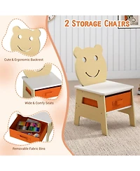 Sugift 5-in-1 Toddler Table and 2 Chairs Cute Art Desk Set with Reversible Chalkboard