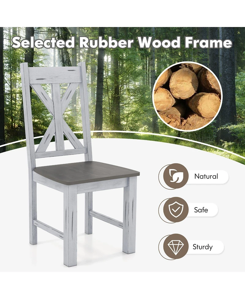 Sugift Farmhouse Chair Set of 2 with Rubber Wood Frame and Elegant Hollowed Backrest