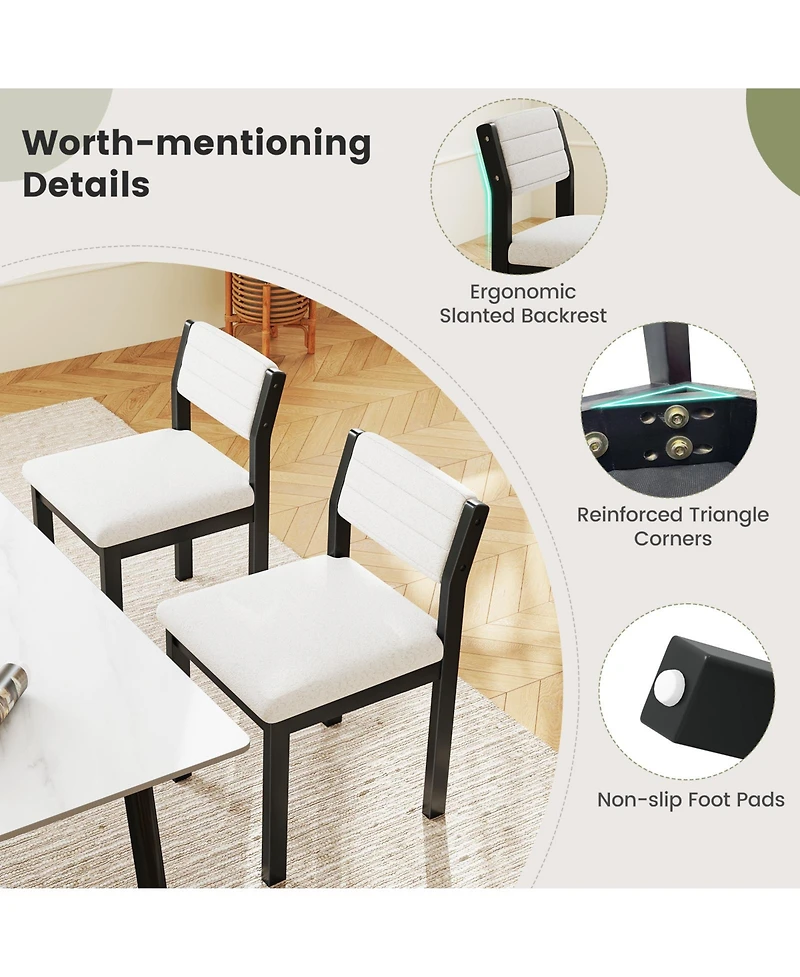 Sugift Set of 2 Dining Chairs Sherpa Upholstered Armless Chair with Wood Frame