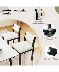 Sugift Set of 2 Dining Chairs Sherpa Upholstered Armless Chair with Wood Frame