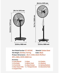 Mecale Inch Industrial Wall Mount Fan Cfm High Velocity 3-Speed