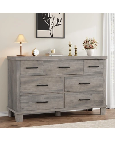 gaomon Bedroom 7 Drawer Dresser, Chest of Drawers with Metal Handles, Engineered Wood Storage Organizer.