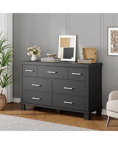 gaomon Bedroom 7 Drawer Dresser, Chest of Drawers with Metal Handles, Engineered Wood Storage Organizer.
