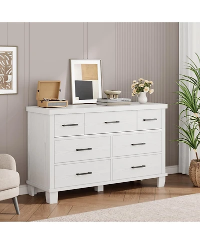 gaomon Bedroom 7 Drawer Dresser, Chest of Drawers with Metal Handles, Engineered Wood Storage Organizer.