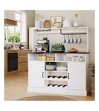 gaomon 47-Inch Buffet Sideboard Cabinet with Power Outlets, Wine Rack and Goblet Holders