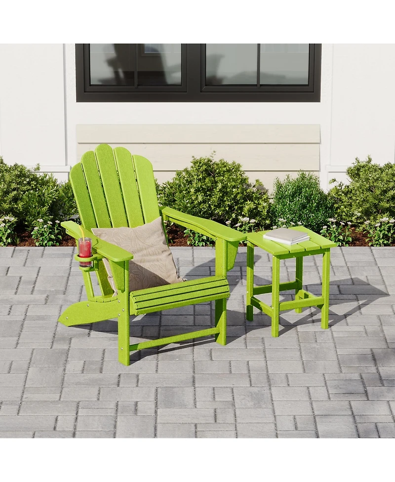 WestinTrends Outdoor Patio Hdpe Adirondack Chair With Cup Holder and Table Set