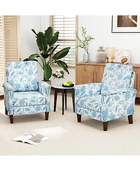 Gouun Floral Farmhouse Boho Accent Chair with Solid Wood Legs