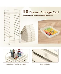 Sugift 10 Drawer Rolling Storage Cart Organizer with 4 Universal Casters