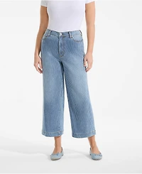 Lands' End Women's Recover Denim High Rise Wide Leg Crop Jeans