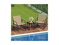 Slickblue Outdoor Glider Bistro Set with Metal Frame and Glass Table