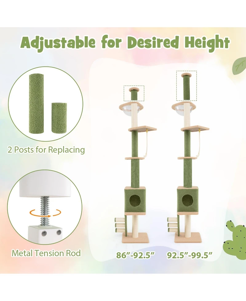 Cozito Cat Tree Floor to Ceiling Adjustable Height with Extra Post