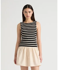 Nvlt Women's Twofer Dress with Ruffled Poplin Skirt