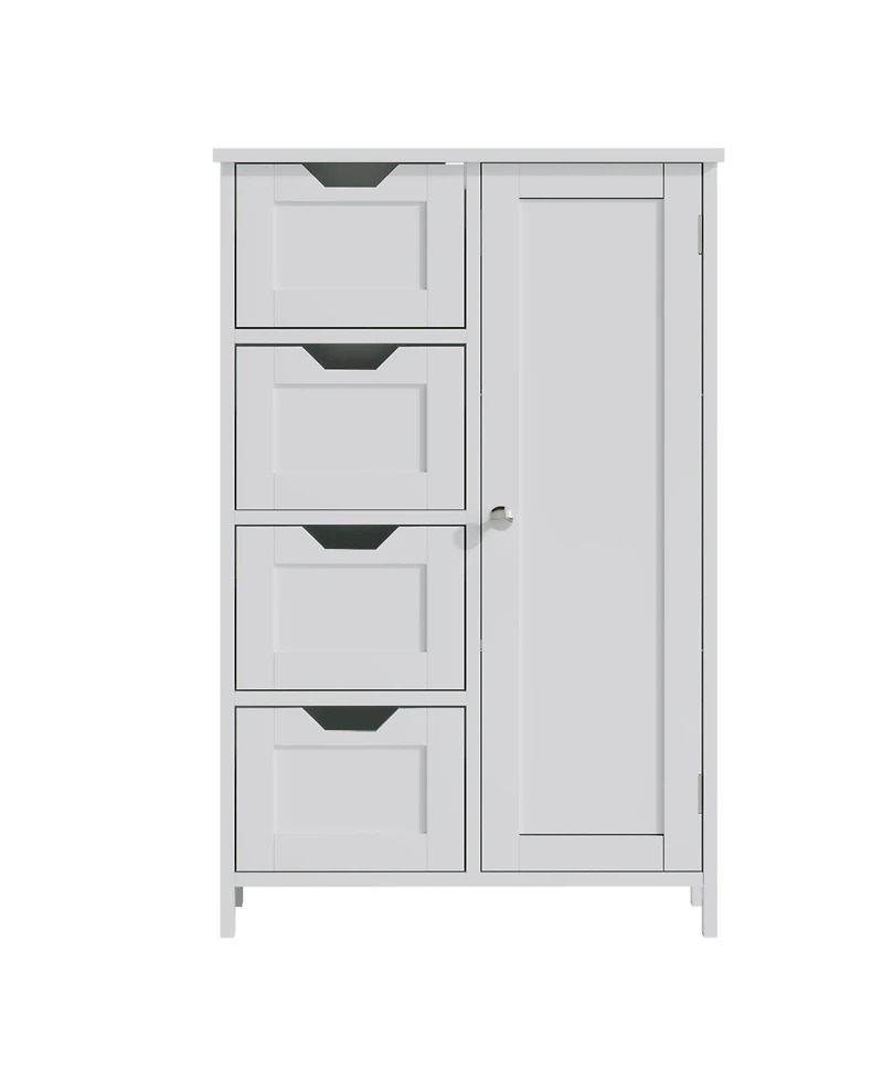 Busdays Bathroom Storage Cabinet 4 Drawers 1 Door Freestanding Wooden Floor Organizer Narrow for Small Spaces Entryway Living Room Hallway