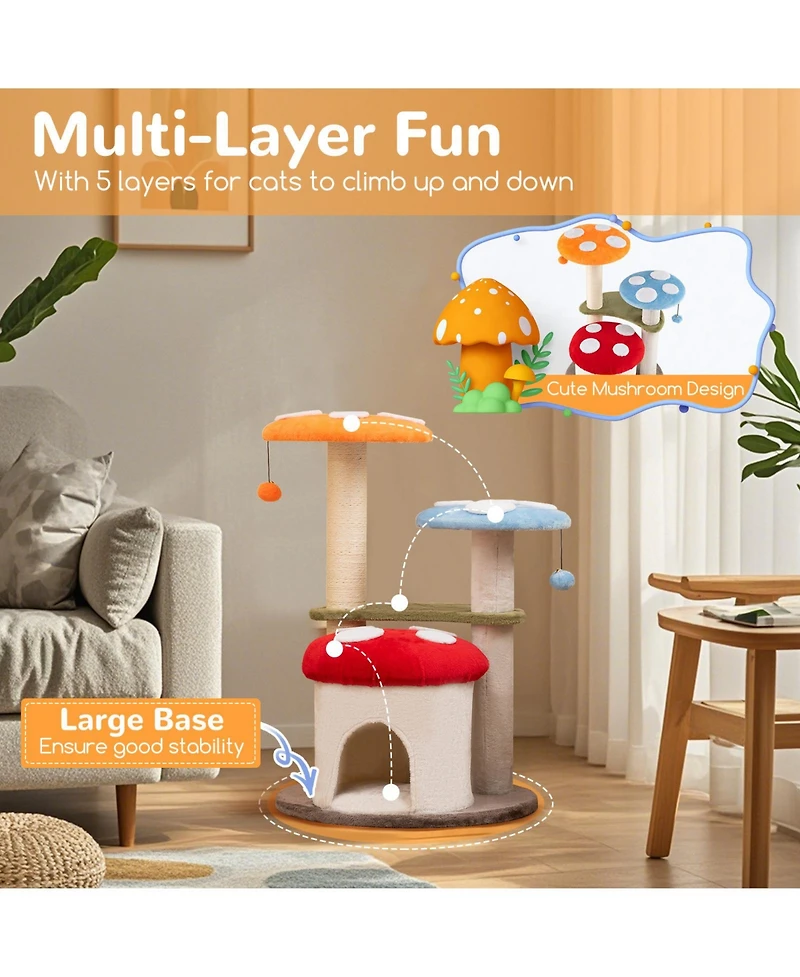 Cozito Cat Tower 35 in with Sisal Posts Condo Padded Platforms