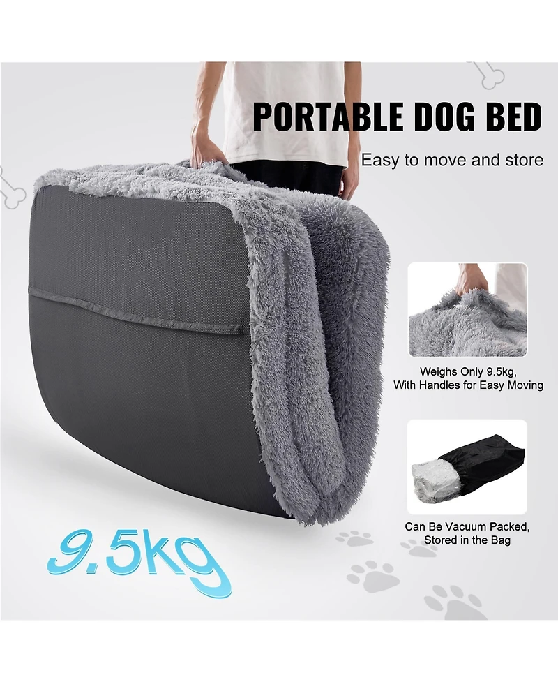 Cozito Human Dog Bed 72x48x10 in Washable Pv Velvet Foam Cover