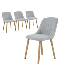 gaomon 4 Dining Chairs,Modern Fabric Upholstered Kitchen Side Chairs,Curved Backrest Dining Chairs with Oak Legs