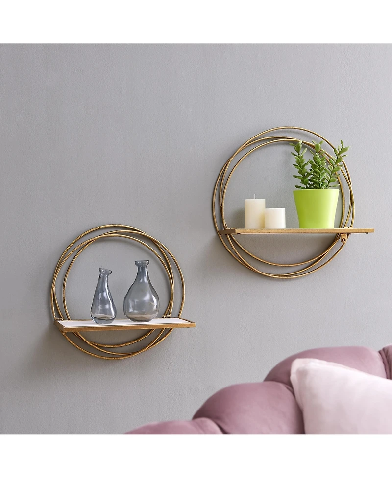 Danya B Golden Rings Floating Wall Shelves Set of 2