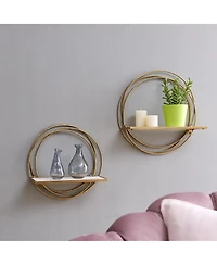 Danya B Golden Rings Floating Wall Shelves Set of 2