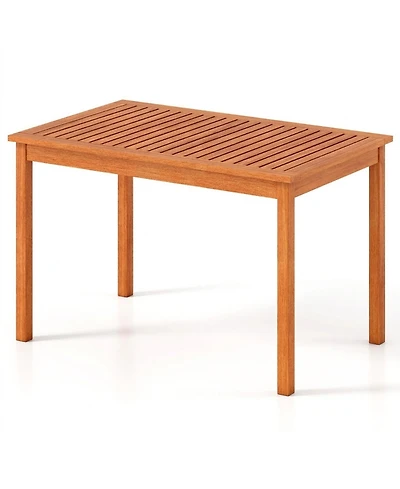 Gouun Rectangular Patio Dining Table for 4-6 with Slatted Top