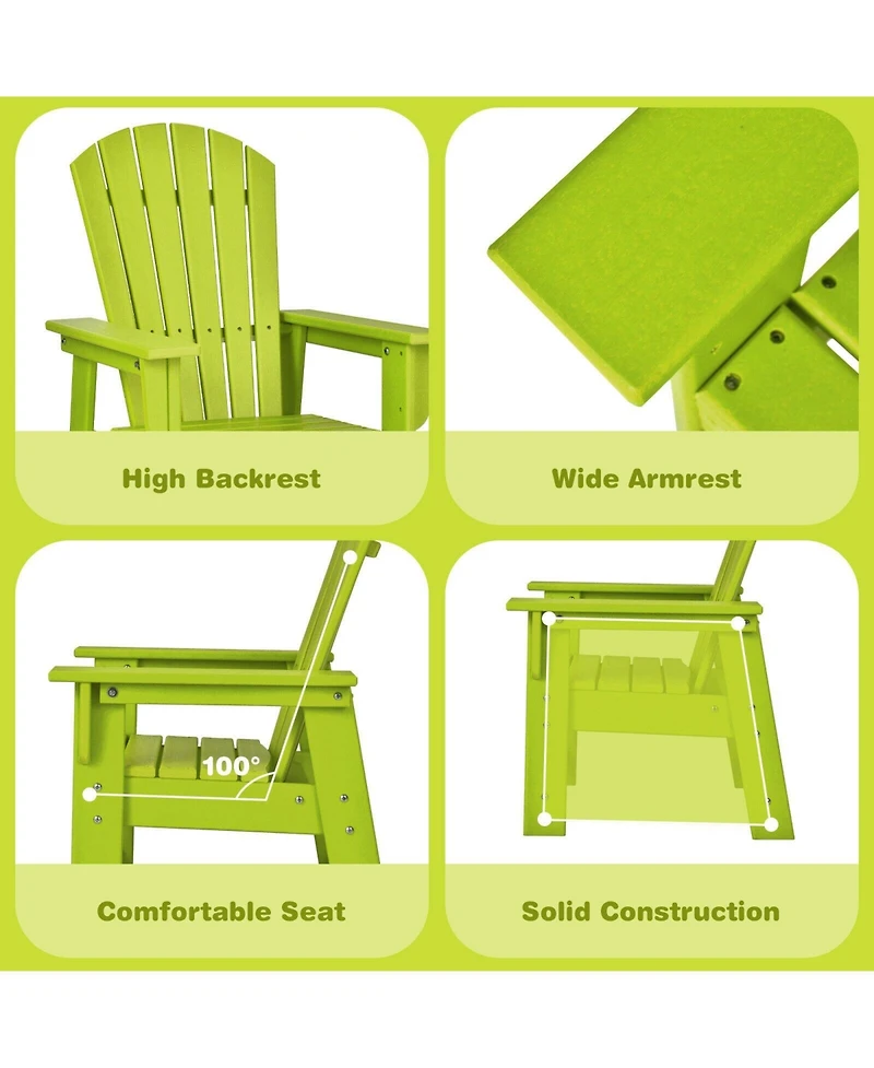 Sugift Kids Adirondack Chair with Ergonomic Backrest for Outdoor Use