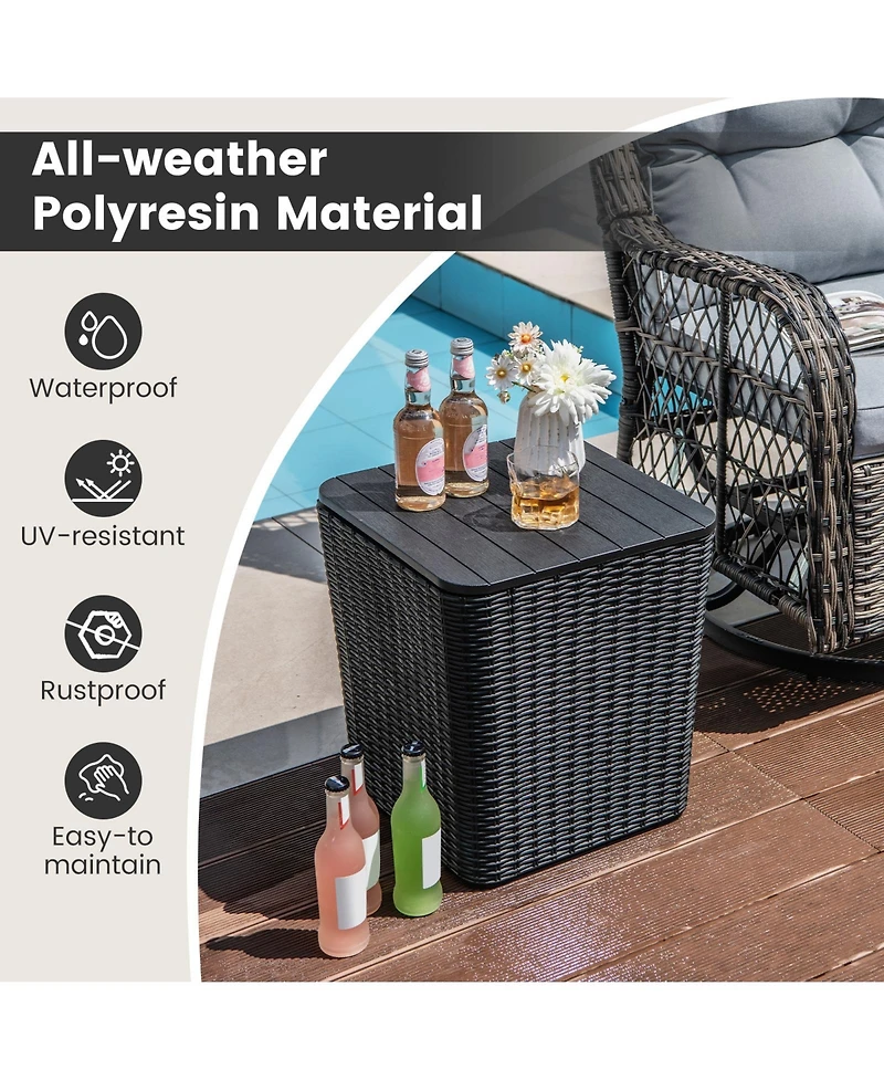 Sugift Outdoor Resin Storage Side Table with Removable Lid