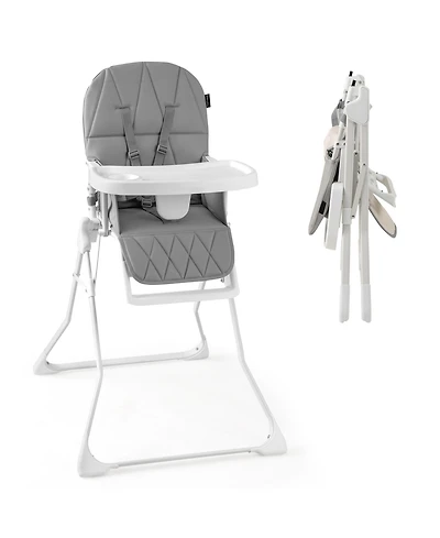 Sugift Easy Clean Compact Highchair with Removable Adjustable Tray and Pu Seat Cushion