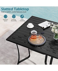 Gouun 37 in Square Metal Patio Dining Table for 4 with Umbrella Hole