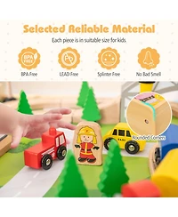 Slickblue Kids Wooden Train Set 78 Pieces Railway Track Playset with Accessories