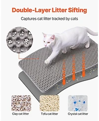 Gouun Double-Layer Honeycomb Cat Litter Trapping Mat, 24 x 15 Inch Eva Litter Box Mat with Waterproof Bottom