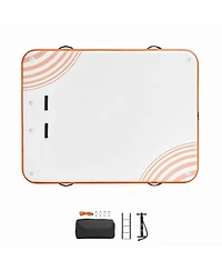 Gouun 8 x 6 Ft Inflatable Floating Dock Platform with Non-Slip Pvc Surface, Portable Water Dock with Ladder