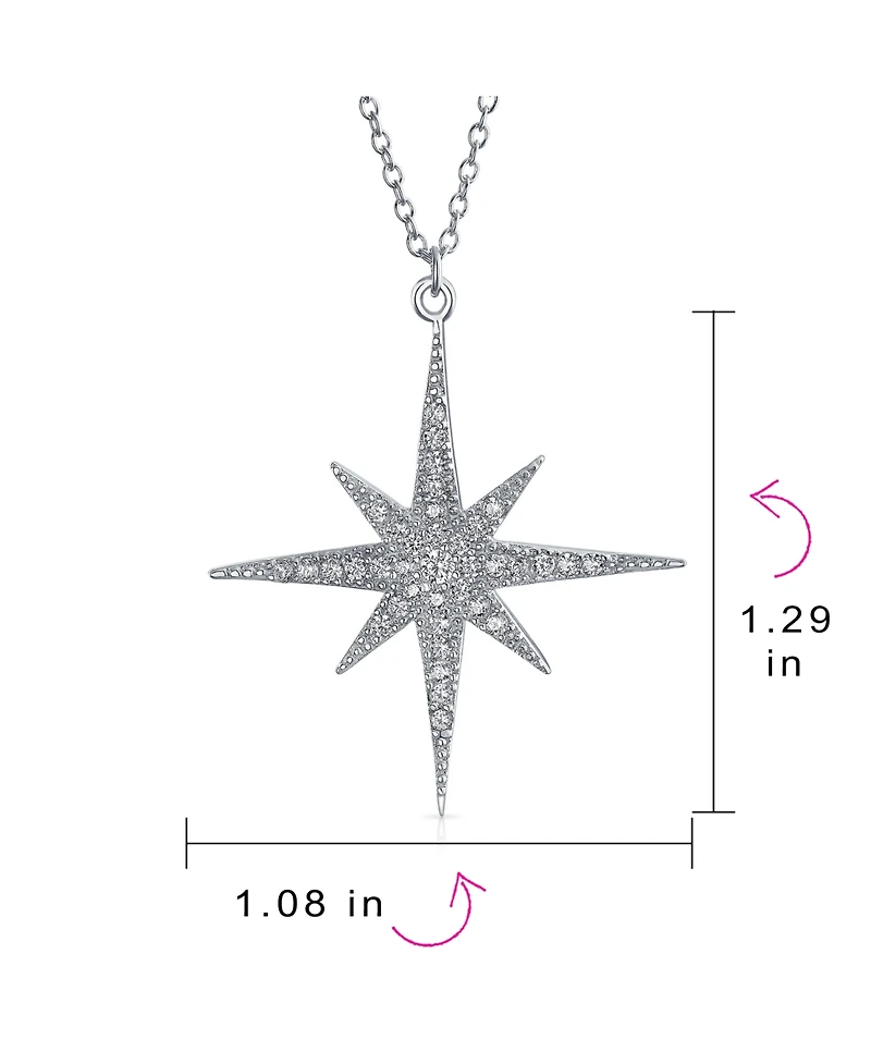 Bling Jewelry Celestial Pave Cubic Zirconia Cz North Star Burst Pendant Necklace