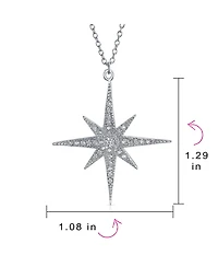 Bling Jewelry Celestial Pave Cubic Zirconia Cz North Star Burst Pendant Necklace