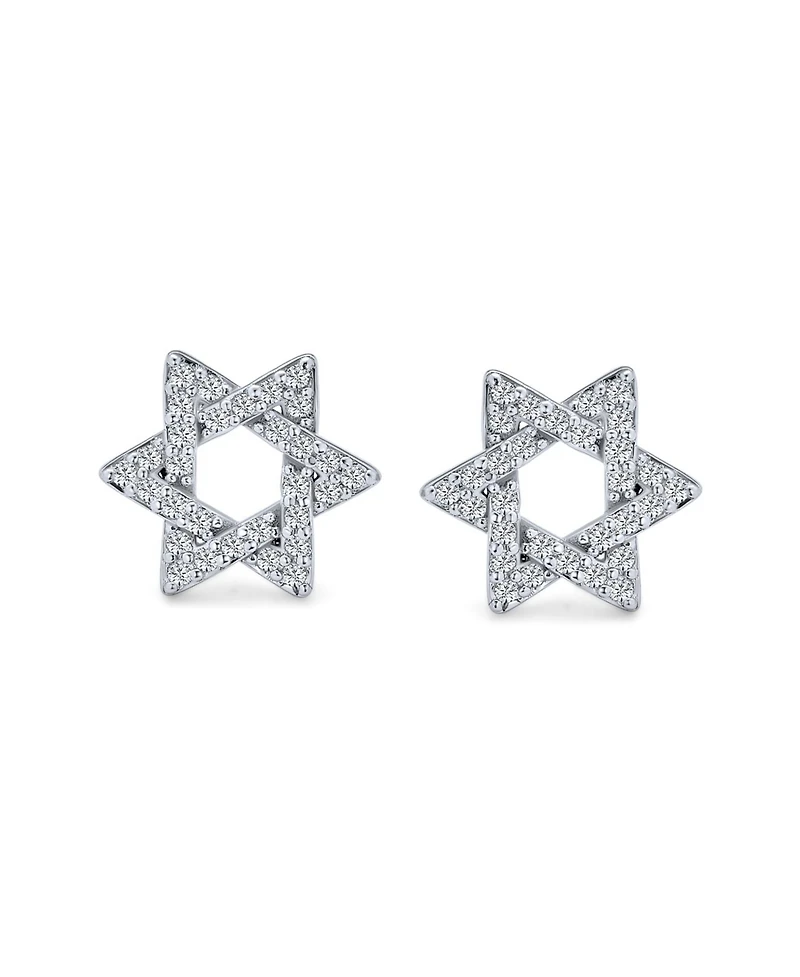 Bling Jewelry Bat Mitzva Gift Judaic Pave Cz Star Of David Stud Earrings