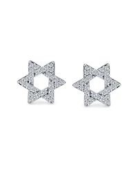 Bling Jewelry Bat Mitzva Gift Judaic Pave Cz Star Of David Stud Earrings