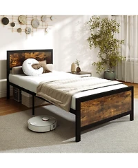 Sugift Twin Size Metal Bed Frame with Headboard and Footboard