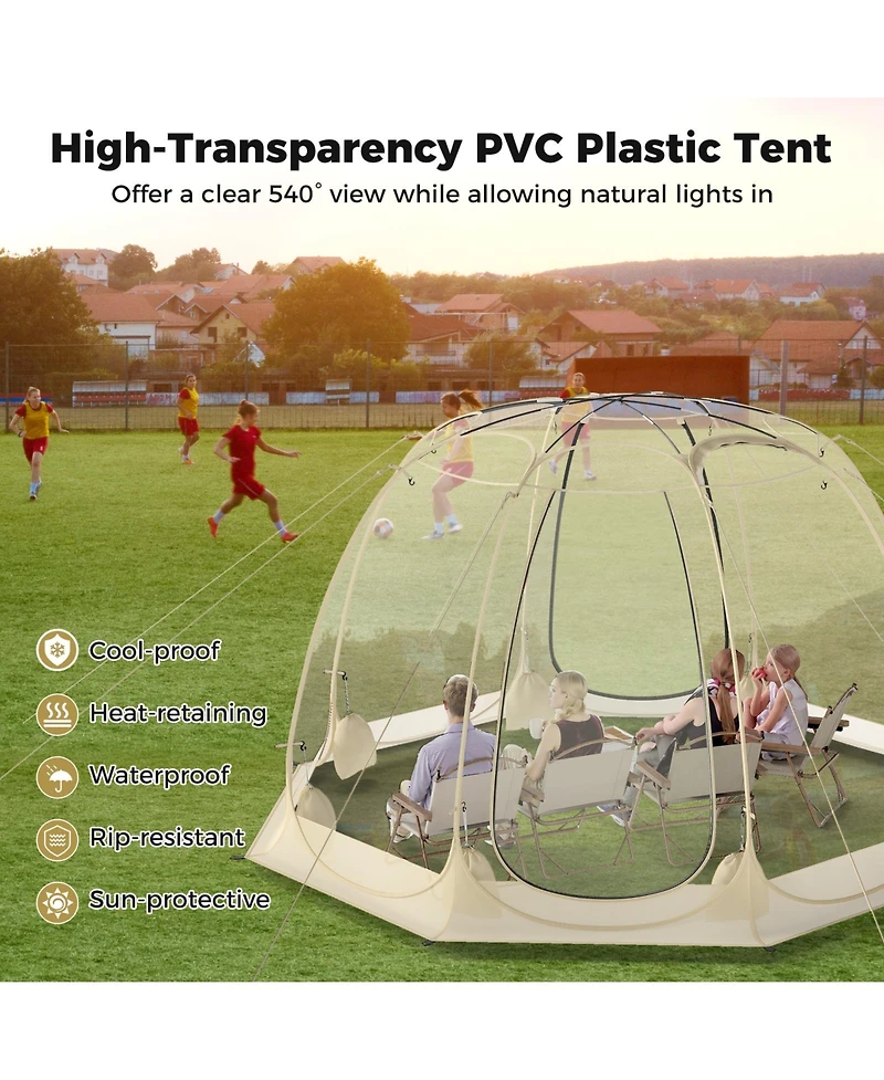 Sugift 8.5 ft x 8.5 ft Transparent Pvc Pop Up Bubble Tent Screen House