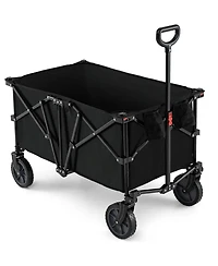 Sugift 38 Inch 400 Lbs Heavy-Duty Collapsible Wagon Cart with Adjustable Handle for Camping Garden