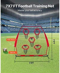 Mecale 7 x 7 Ft Football Throwing Net with 5 Target Pockets