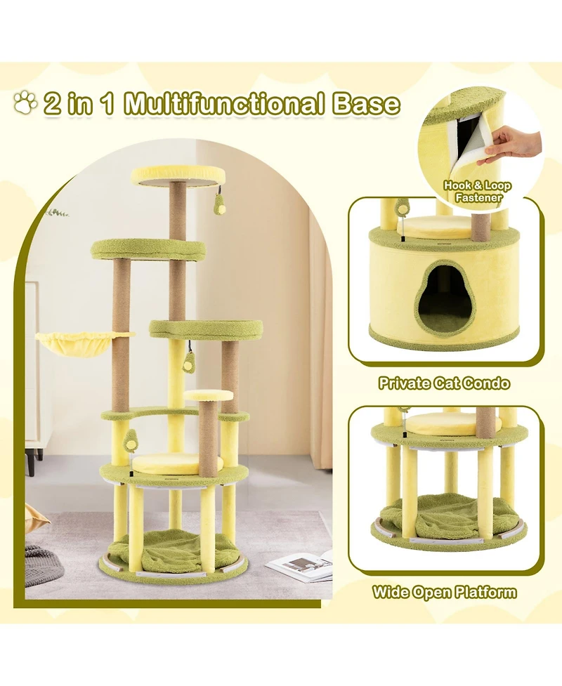 Cozito Cat Tree Large Avocado Multi-Level with Private Condo
